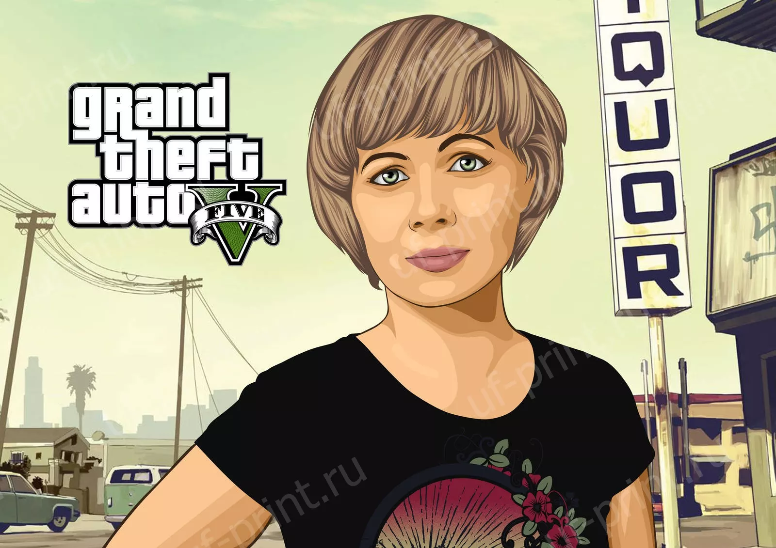 Насыщенная печать на холсте в стиле GTA